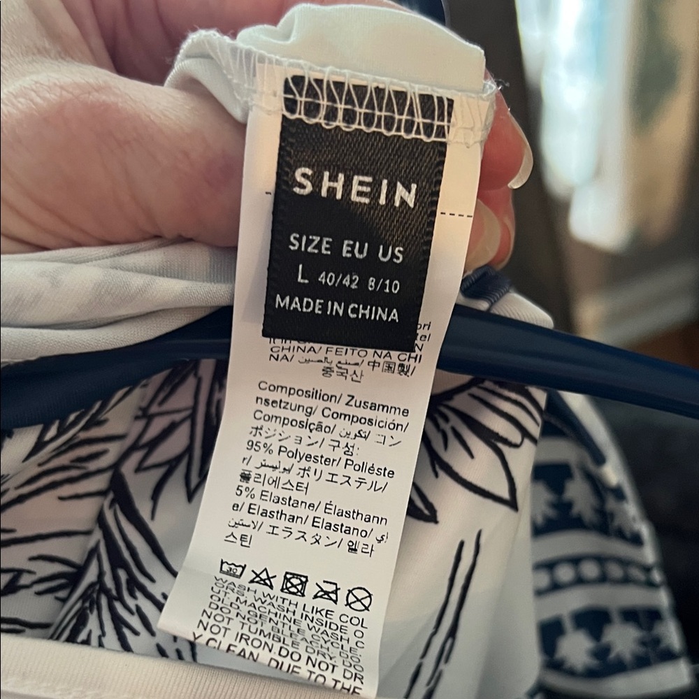 SHEIN Navy and White Floral Swim Coverup or Dress - Picture 6 of 6